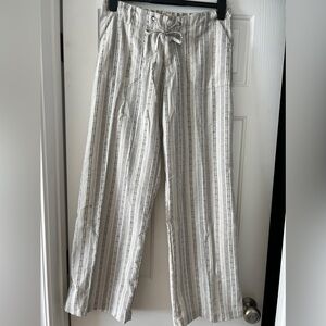 NWT Just Living Linen Black Stripe Pants